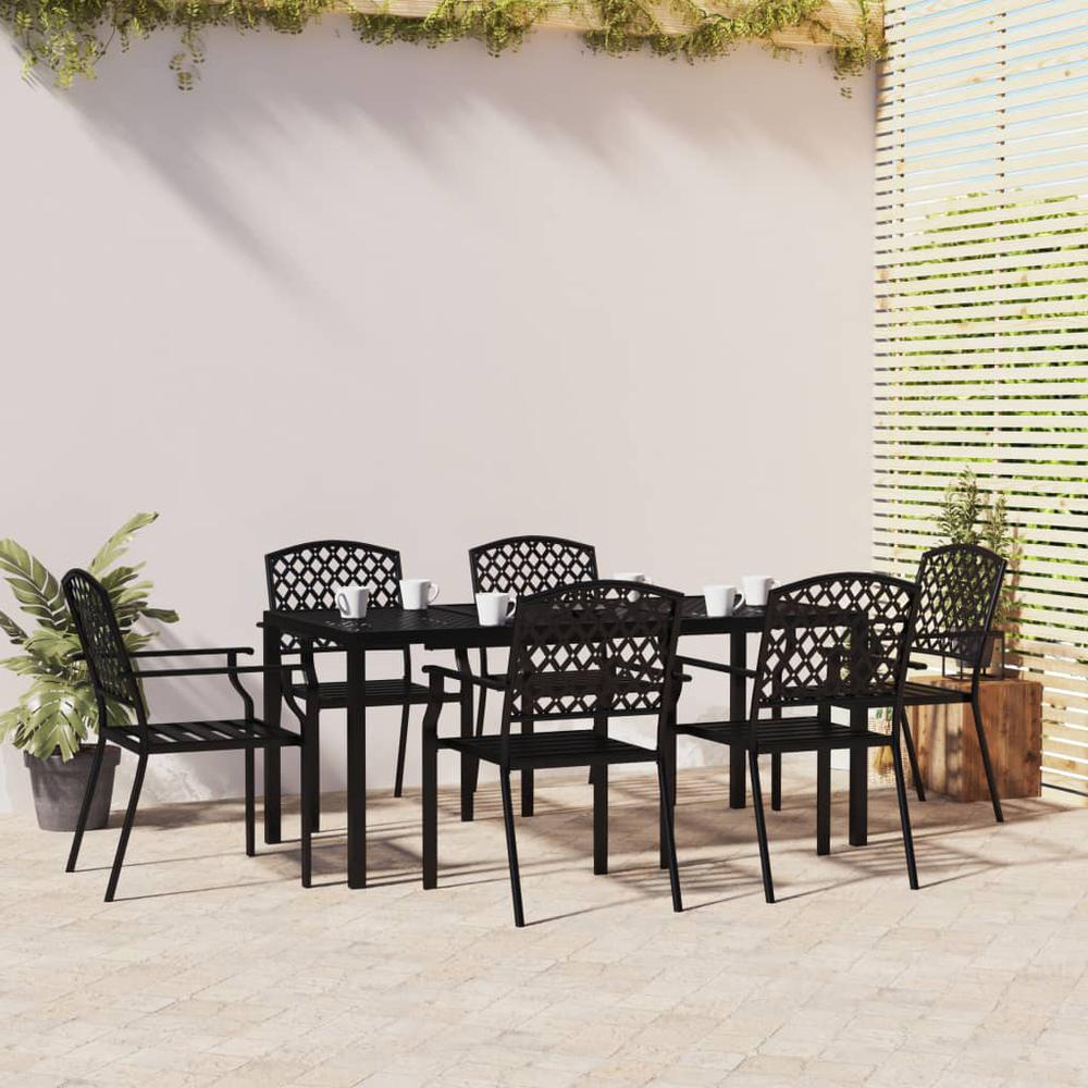 7 Piece Patio Dining Set Anthracite Steel. Picture 10