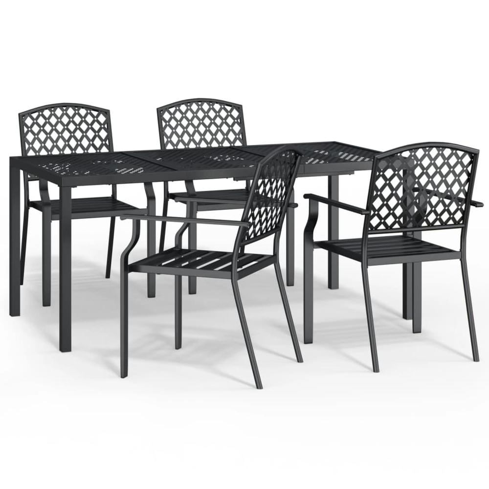 5 Piece Patio Dining Set Anthracite Steel. Picture 1
