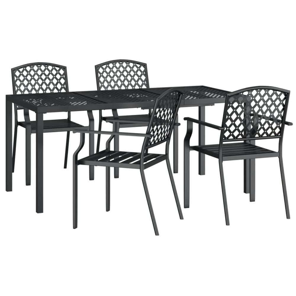 5 Piece Patio Dining Set Anthracite Steel. Picture 2