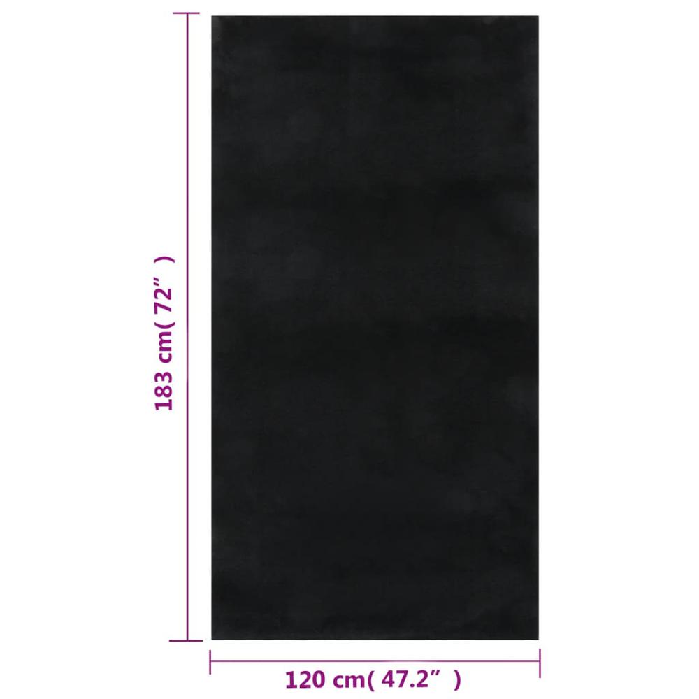 Shaggy Rug Black 4'x6' Polyester. Picture 5