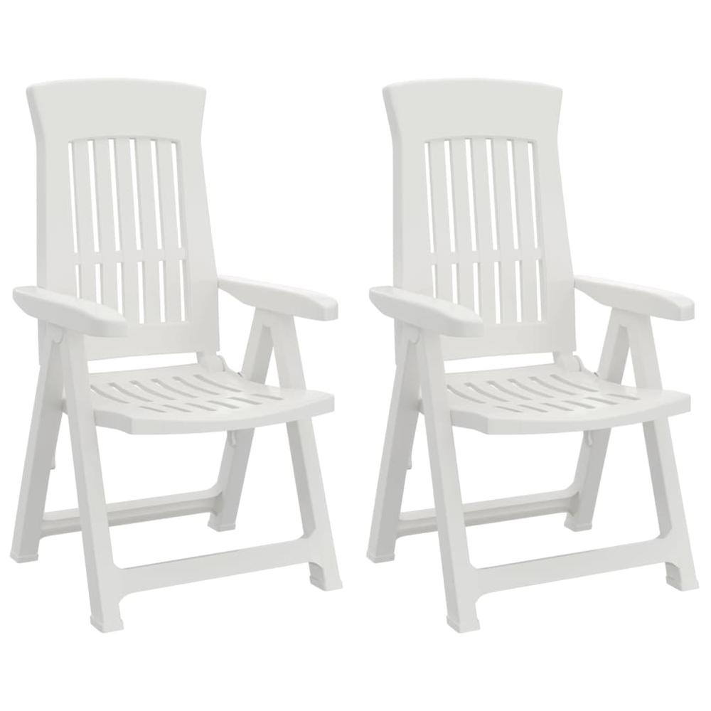 Patio Reclining Chairs 2 pcs White PP. Picture 1