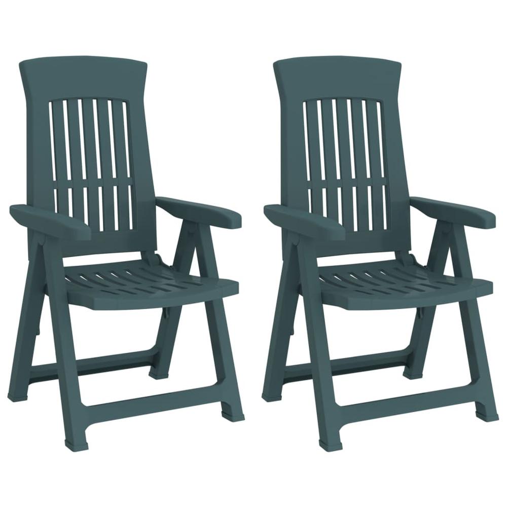 Patio Reclining Chairs 2 pcs Green PP. Picture 1