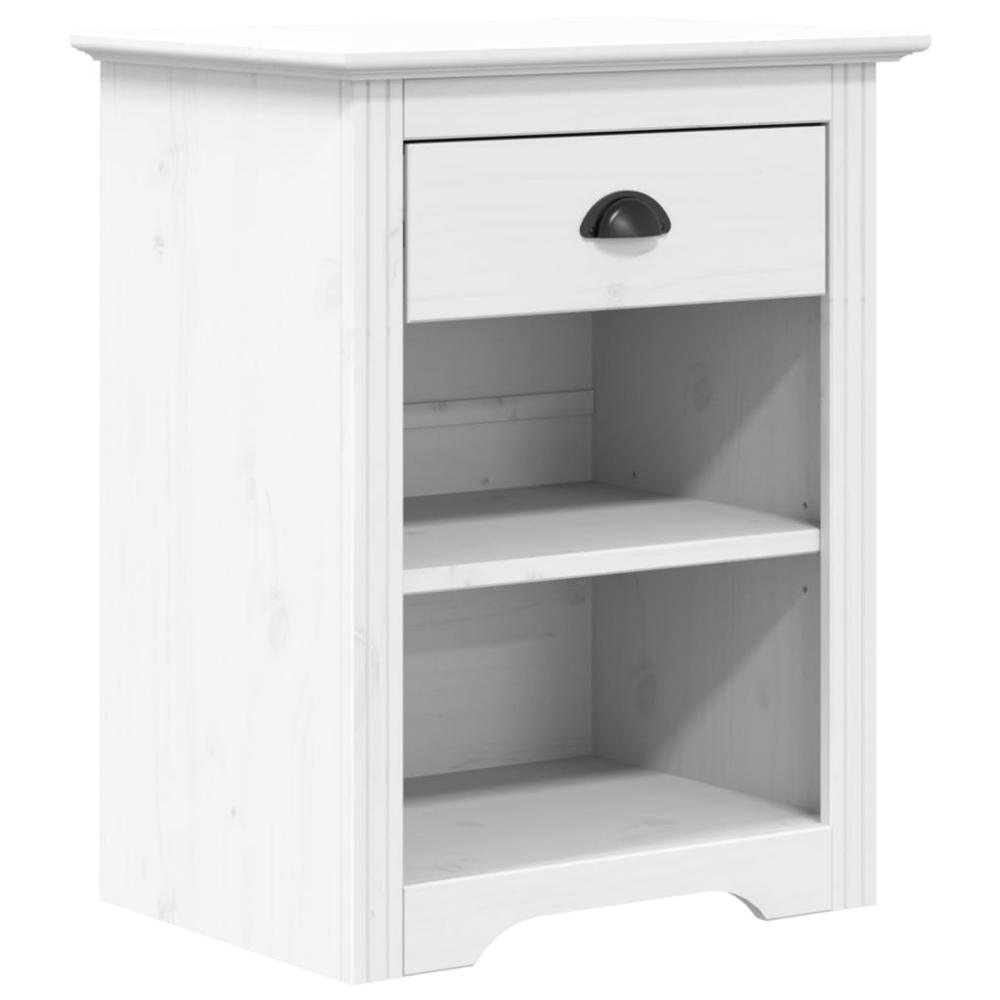 Bedside Cabinet BODO White 20.9"x15.2"x26" Solid Wood Pine. Picture 1