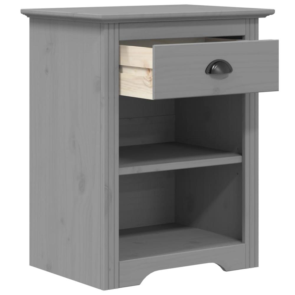 Bedside Cabinet BODO Gray 20.9"x15.2"x26" Solid Wood Pine. Picture 3