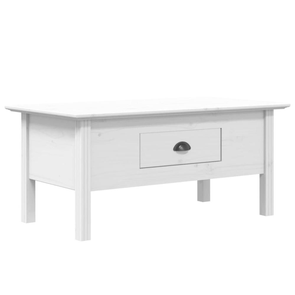 Coffee Table BODO White 39.4"x21.7"x17.7" Solid Wood Pine. Picture 1