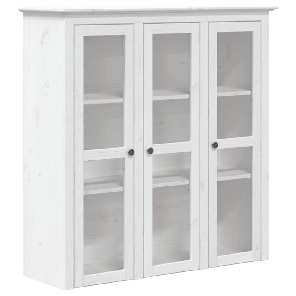 Cabinet with Glass Doors BODO White Solid Wood Pine. Picture 1