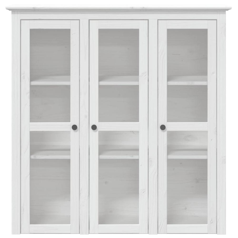 Cabinet with Glass Doors BODO White Solid Wood Pine. Picture 2