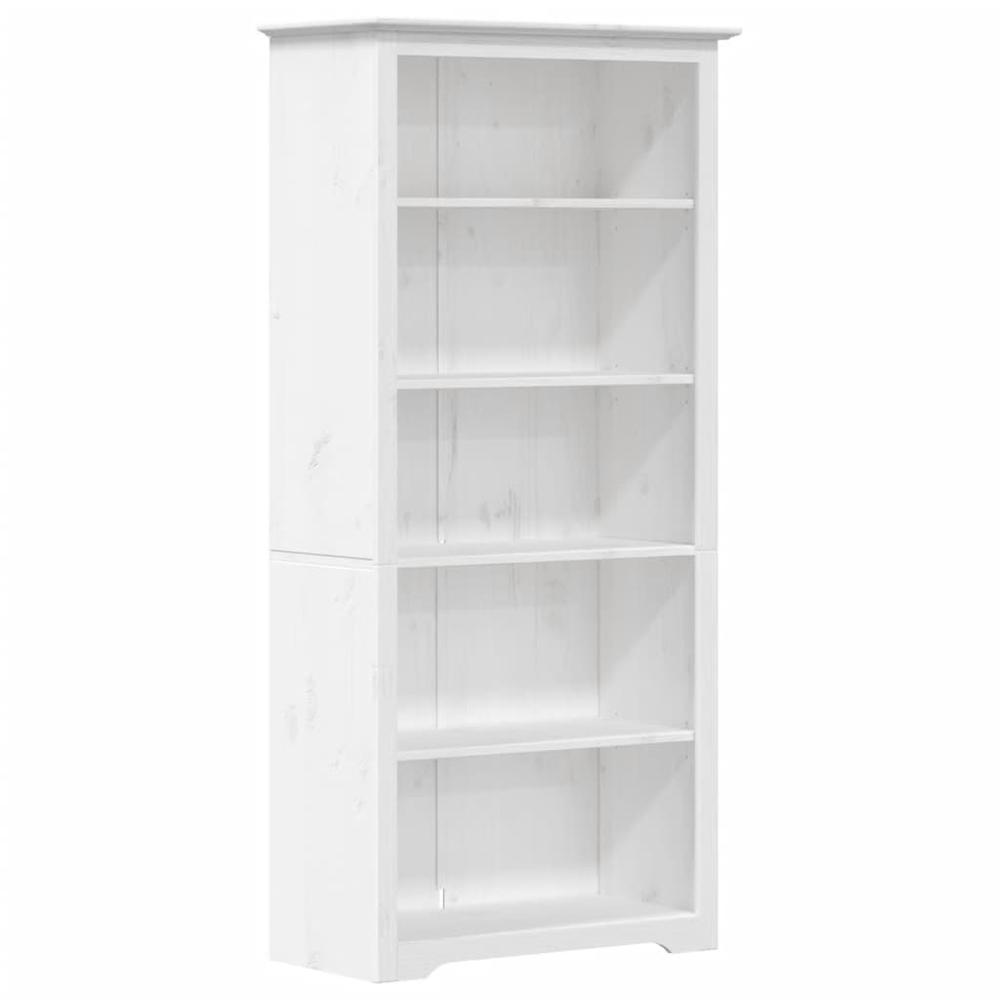 Bookcase BODO White 31.5"x15"x70.9" Solid Wood Pine 5-Tier. Picture 1