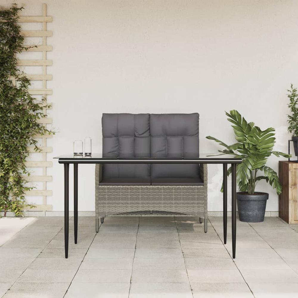 2 Piece Patio Dining Set with Cushions Gray Poly Rattan. Picture 8