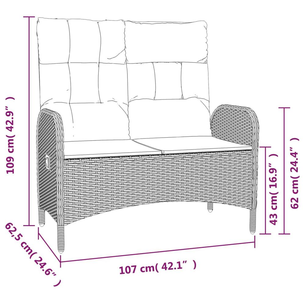 2 Piece Patio Dining Set with Cushions Gray Poly Rattan. Picture 6