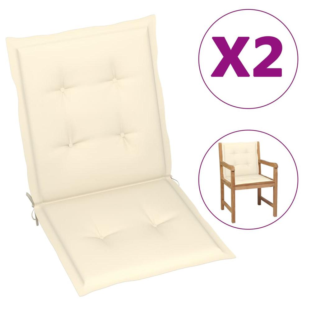 vidaXL Garden Chair Cushions 2 pcs Cream 39.4"x19.7"x1.2". Picture 1