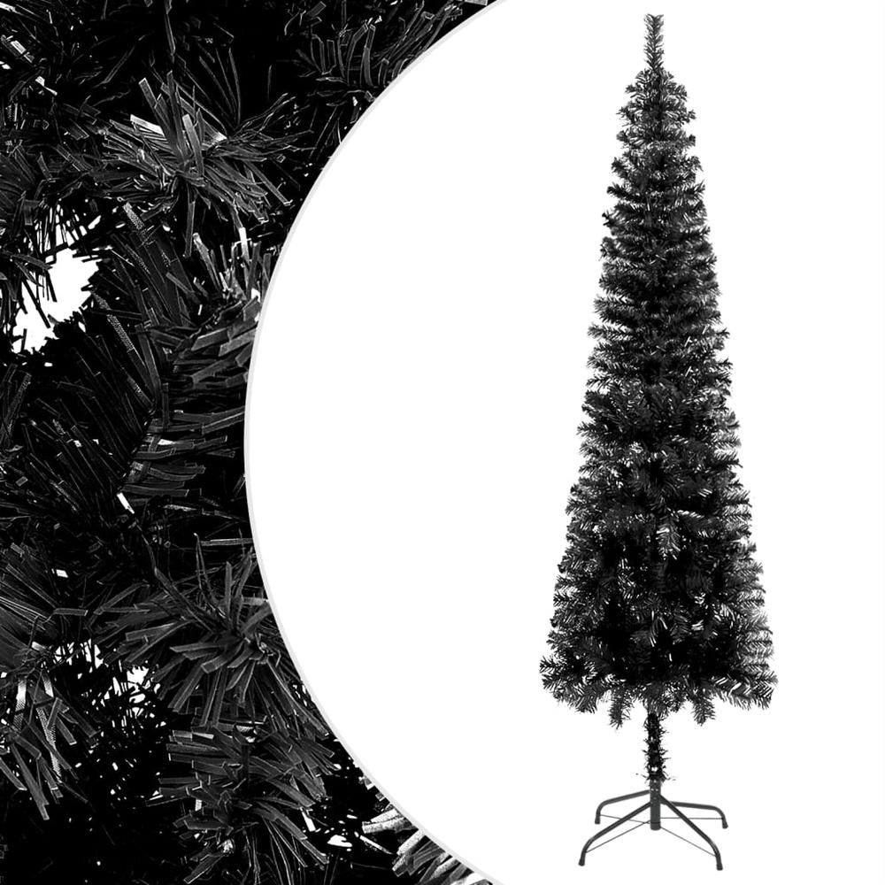 vidaXL Slim Christmas Tree Black 59.1". Picture 1