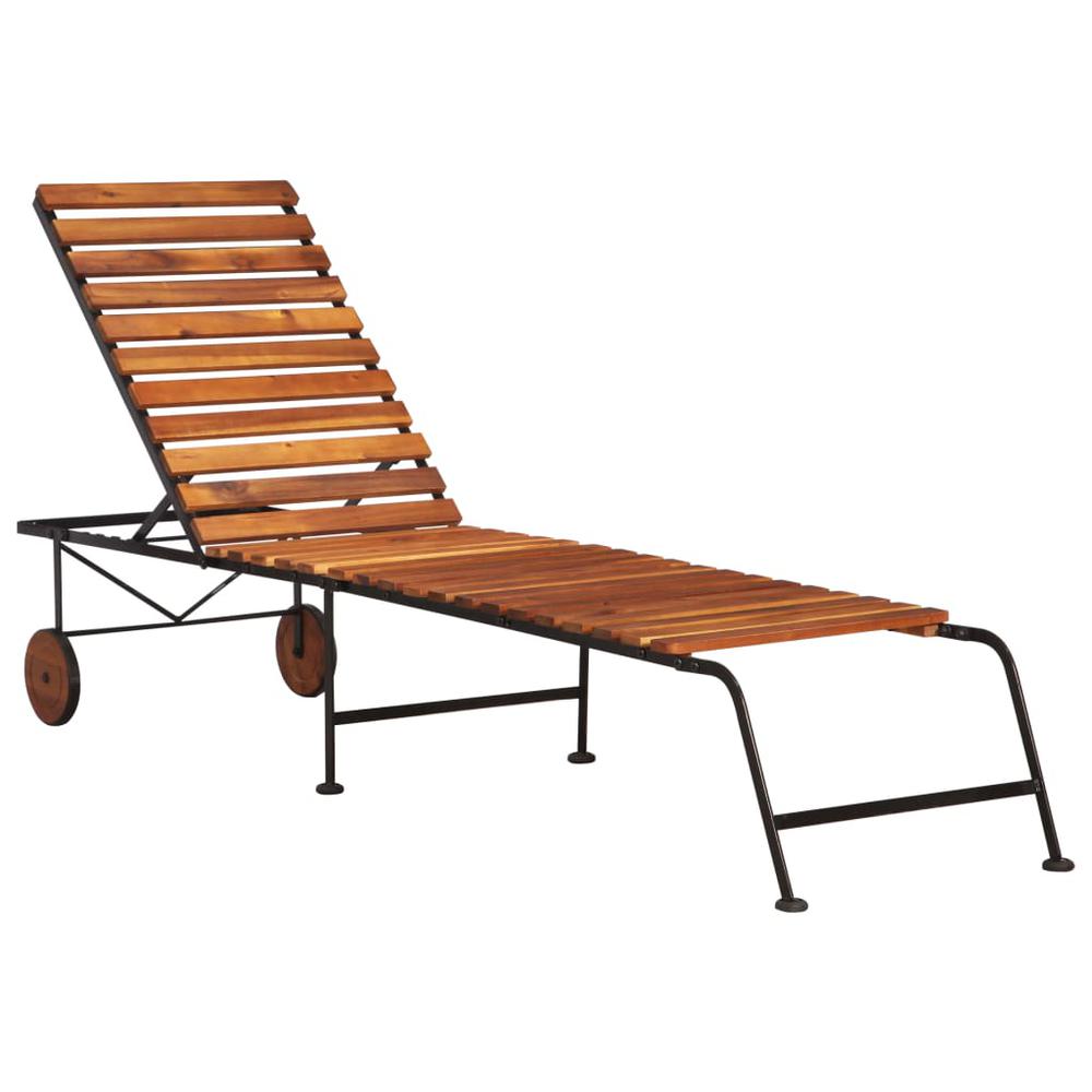 vidaXL Sun Lounger with Steel Legs Solid Wood Acacia. Picture 1