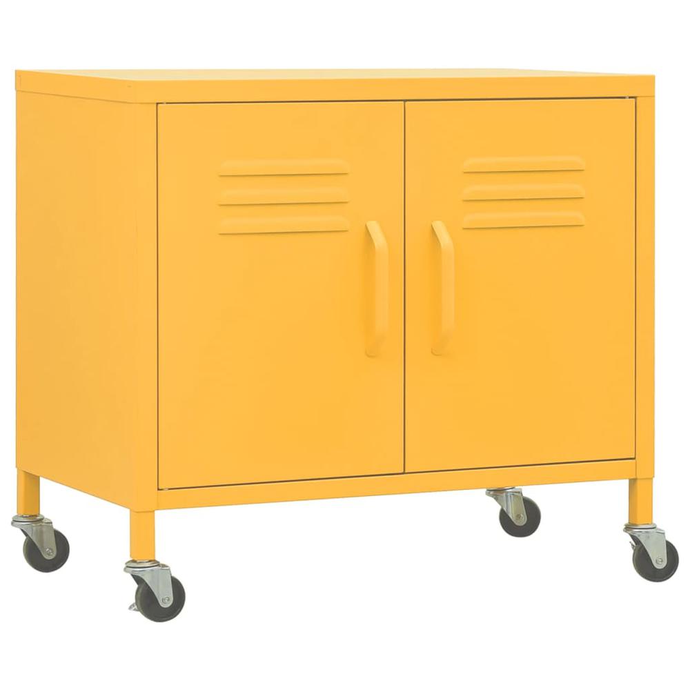 vidaXL Storage Cabinet Mustard Yellow 23.6"x13.8"x22" Steel. Picture 2