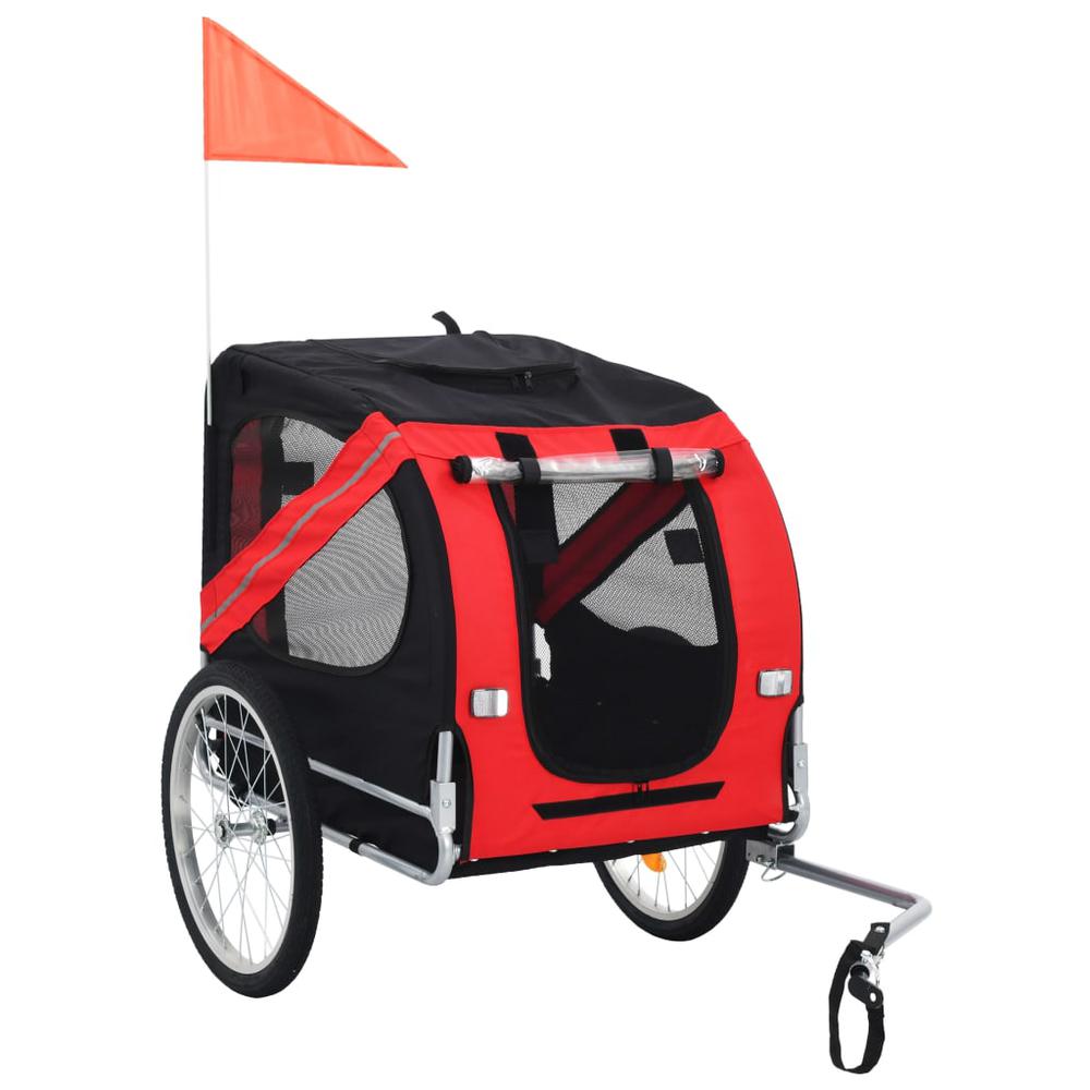 vidaXL Dog Bike Trailer Red and Black, 91766. Picture 1