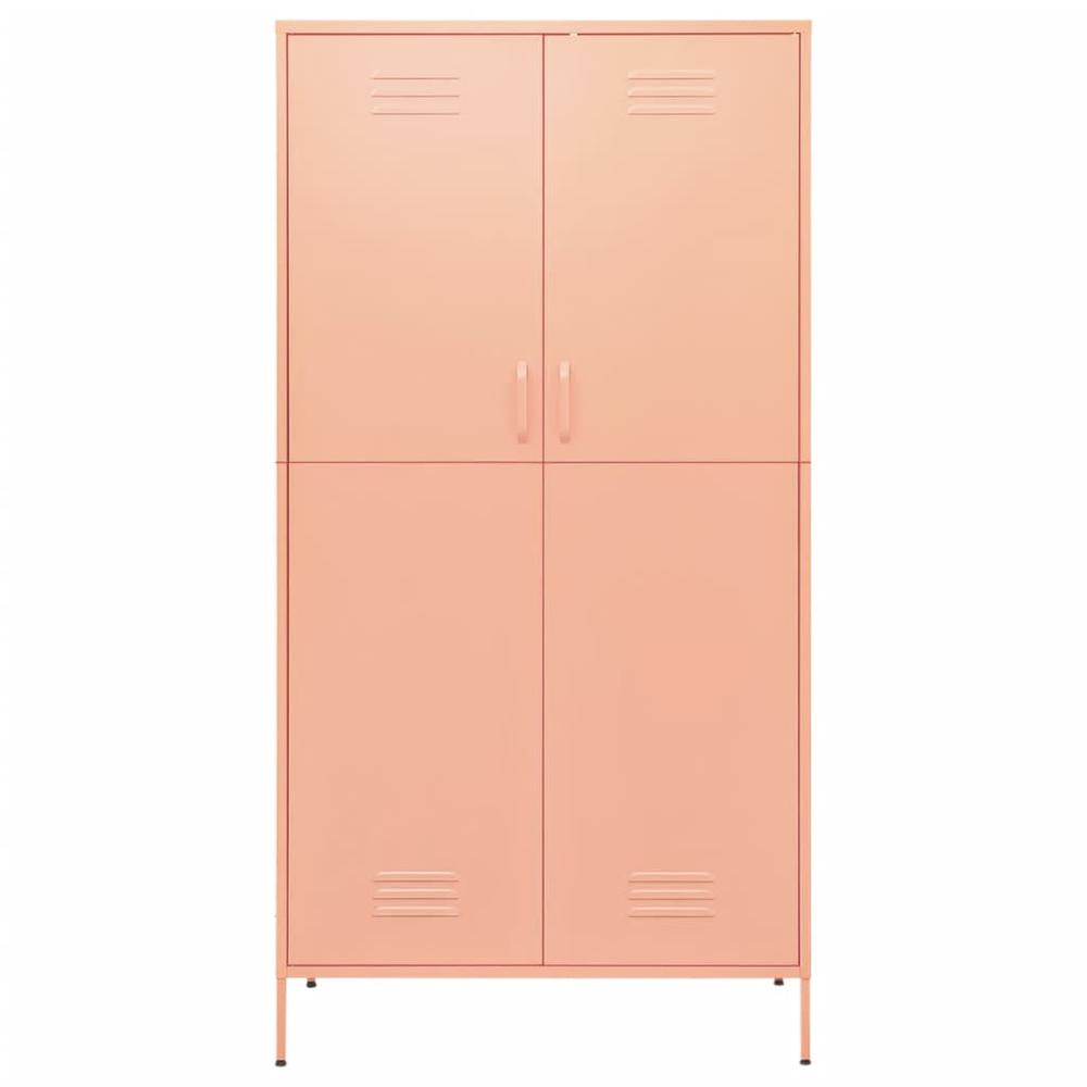 vidaXL Wardrobe Pink 35.4"x19.7"x70.9" Steel. Picture 3