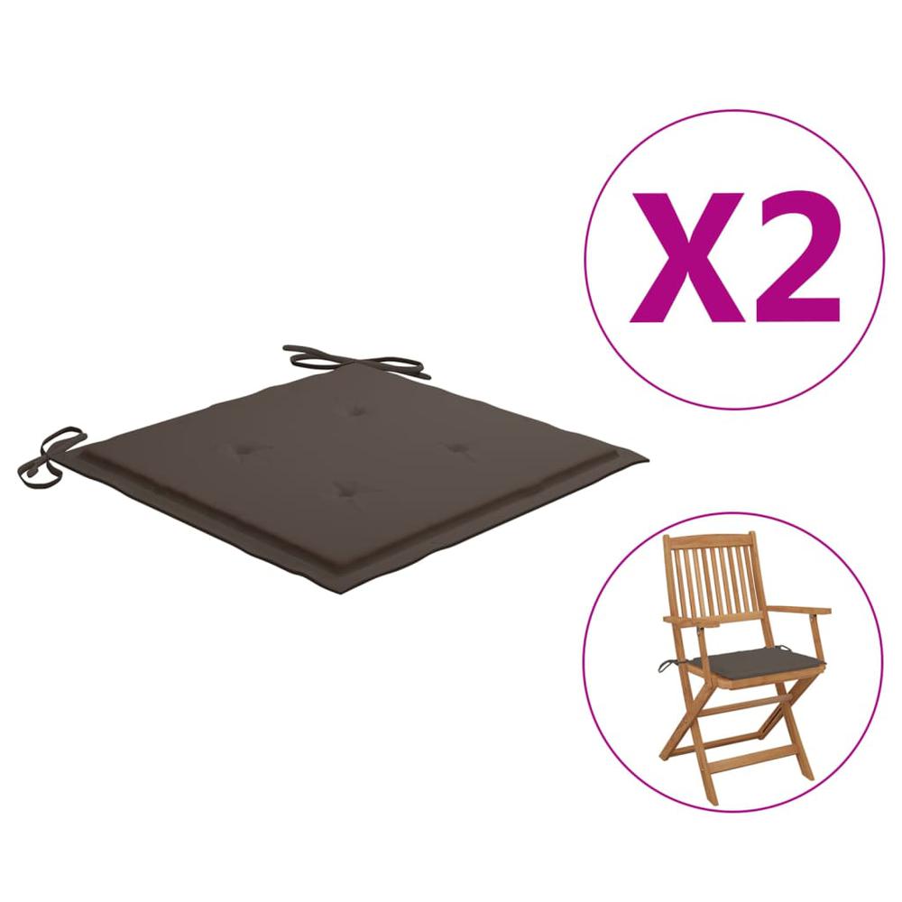 vidaXL Garden Chair Cushions 2 pcs Taupe 15.7"x15.7"x1.2" Fabric. Picture 1