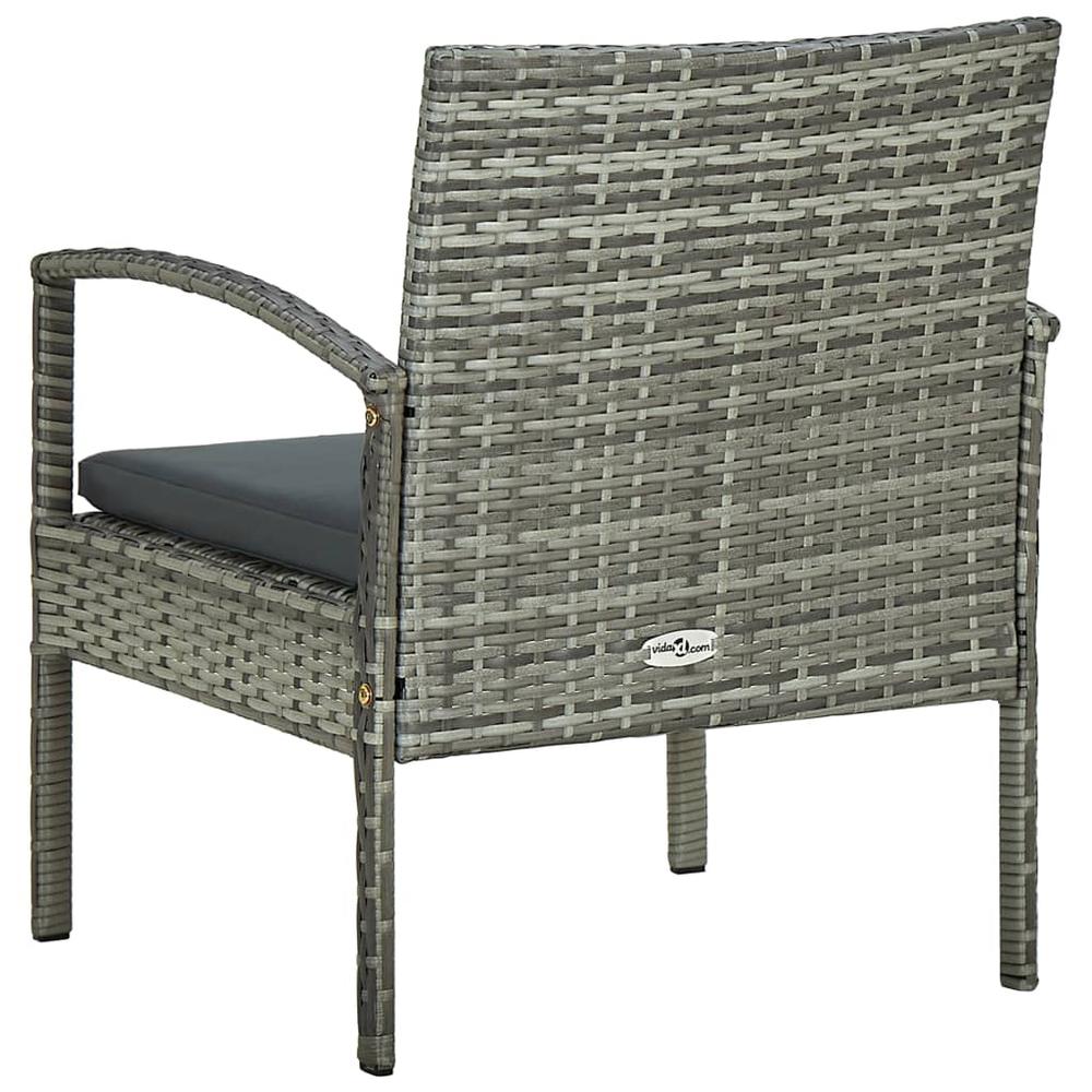 vidaXL Patio Chair with Cushion Poly Rattan Gray. Picture 4
