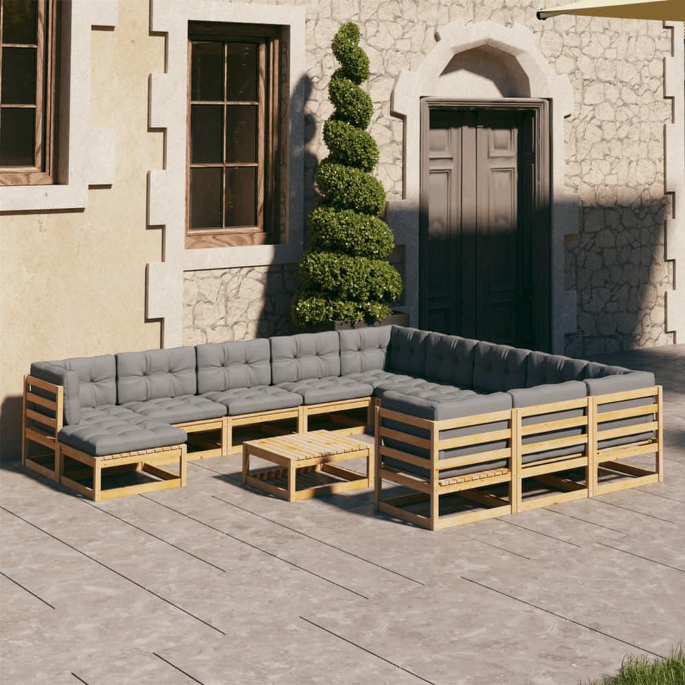 vidaXL 13 Piece Patio Lounge Set with Cushions Solid Pinewood, 3077109. The main picture.