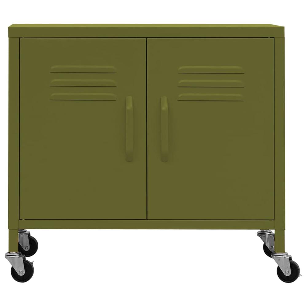 vidaXL Storage Cabinet Olive Green 23.6"x13.8"x22" Steel. Picture 3