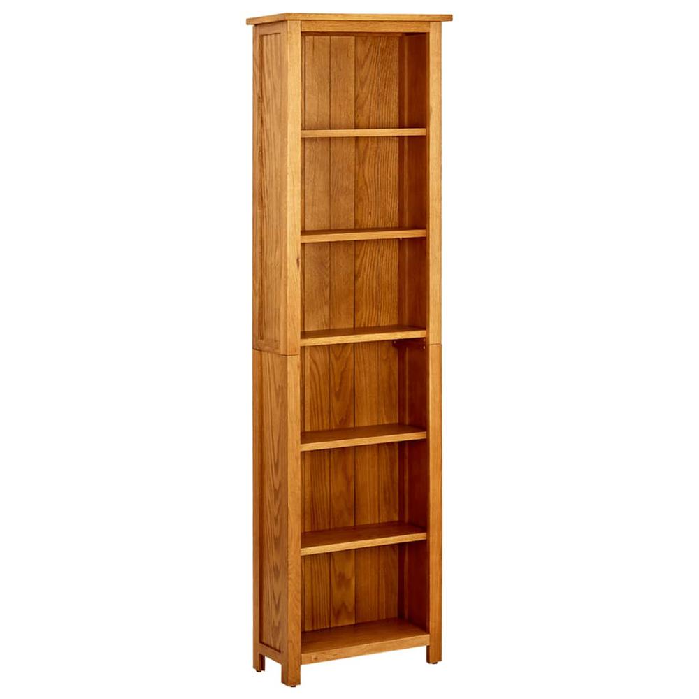 vidaXL 6-Tier Bookcase 20.4"x8.6"x70.8" Solid Oak Wood. Picture 1