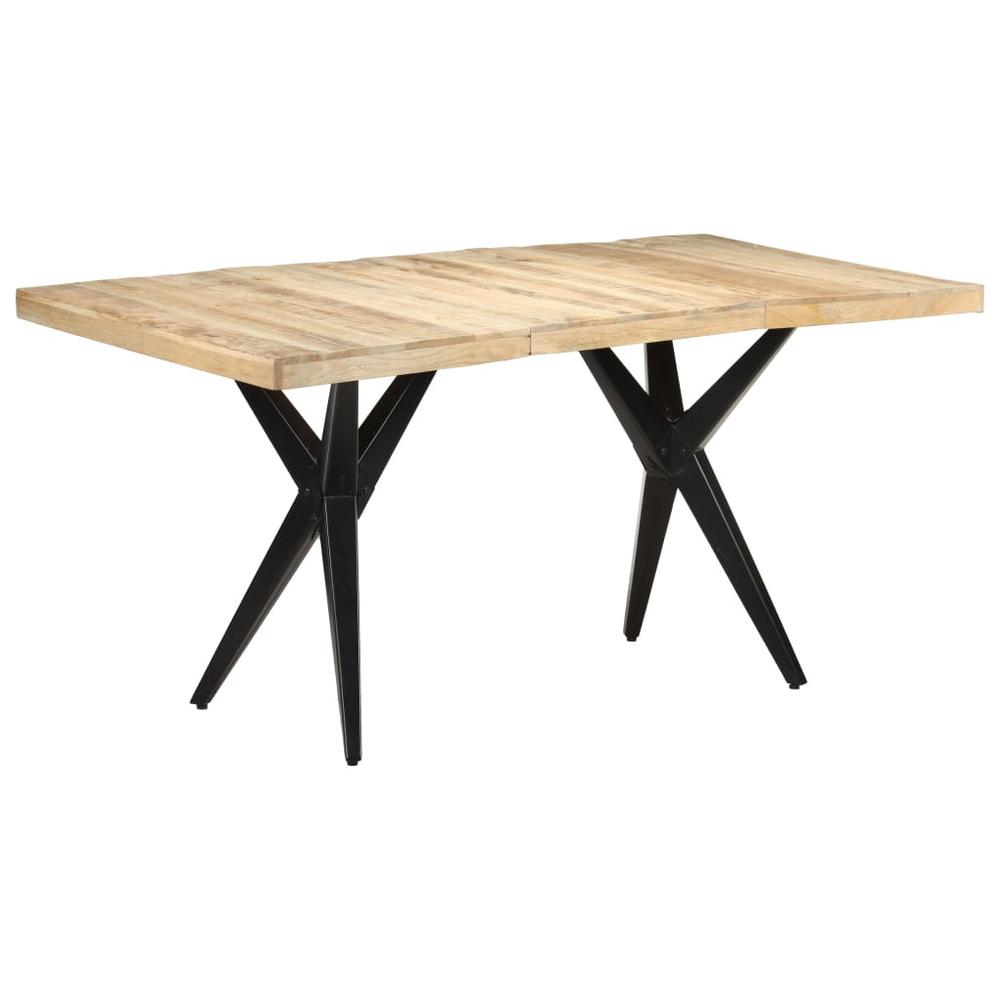 vidaXL Dining Table 63"x31.5"x29.9" Rough Mango Wood, 323566. Picture 1