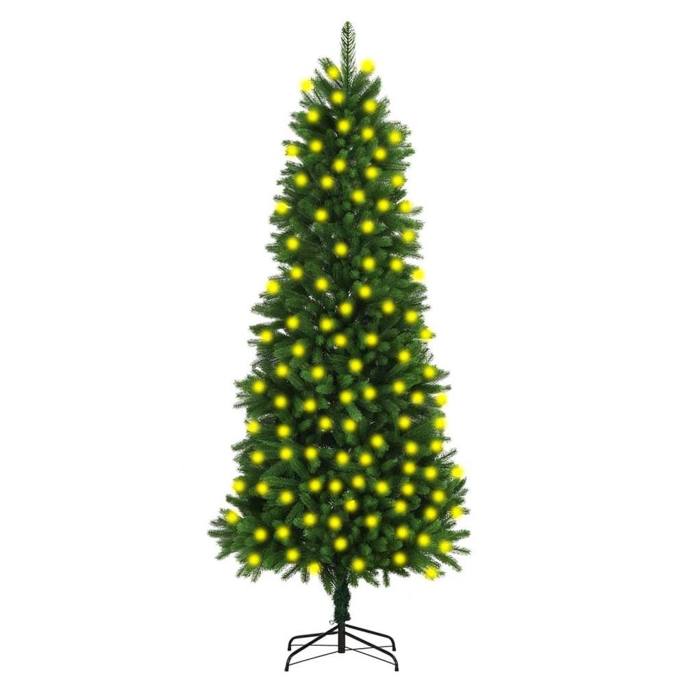 vidaXL Artificial Christmas Tree with LEDs 94.5" Green. Picture 1