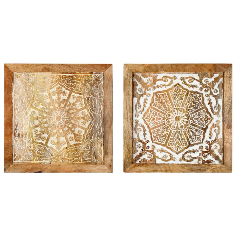 vidaXL Hand-Carved Wall Panels 2 pcs Solid Mango Wood 15.7"x15.7"x0.6". Picture 2