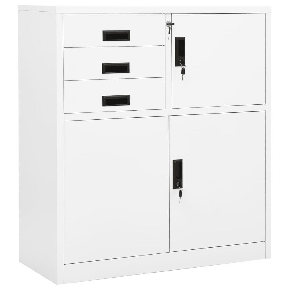 vidaXL Office Cabinet White 35.4"x15.7"x40.2" Steel, 336405. Picture 1