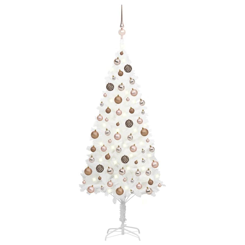 vidaXL Artificial Christmas Tree with LEDs&Ball Set White 70.9", 3077634. Picture 1