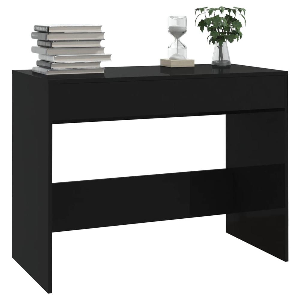 vidaXL Desk Black 39.8"x19.7"x30.1" Engineered Wood. Picture 4