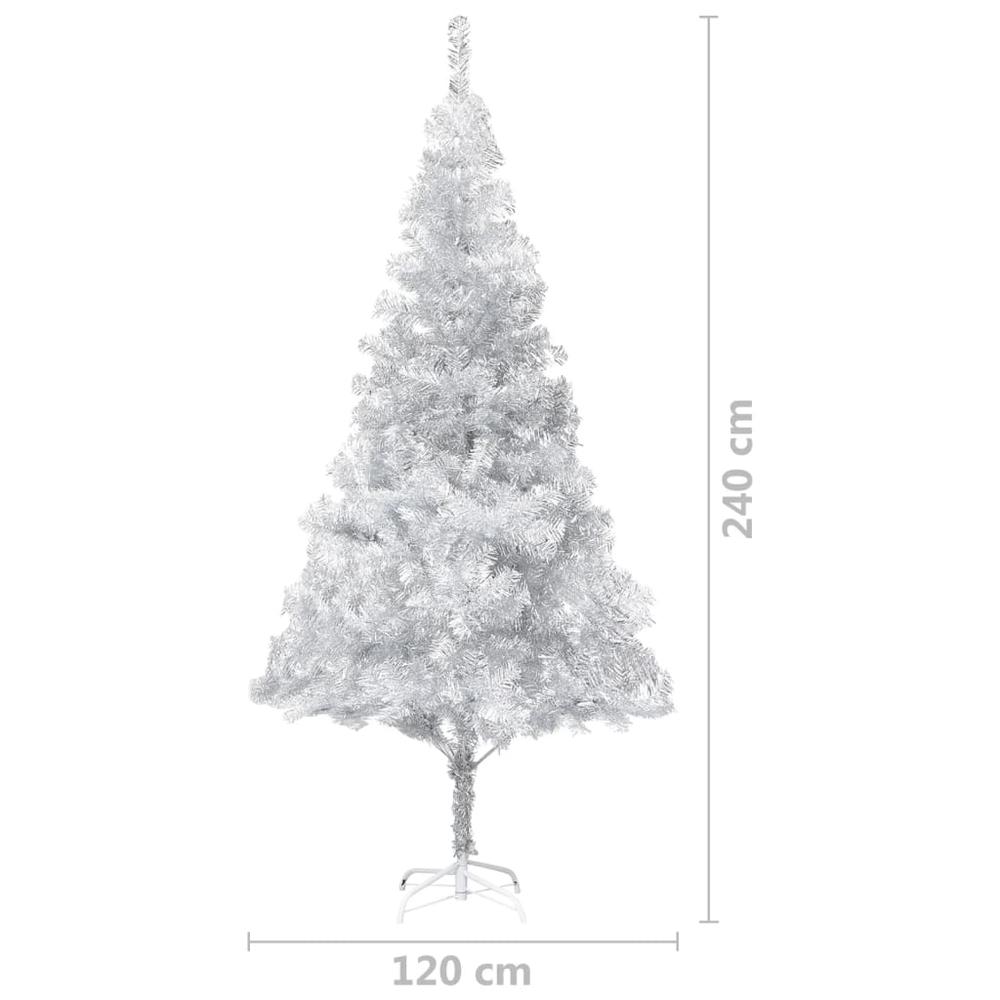 vidaXL Artificial Christmas Tree with LEDs&Ball Set Silver 94.5" PET, 3077526. Picture 12