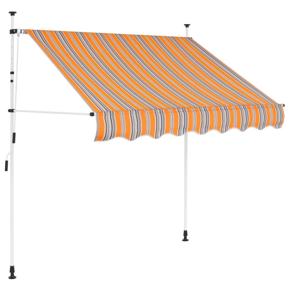 vidaXL Manual Retractable Awning 39.4" Yellow and Blue Stripes. Picture 1