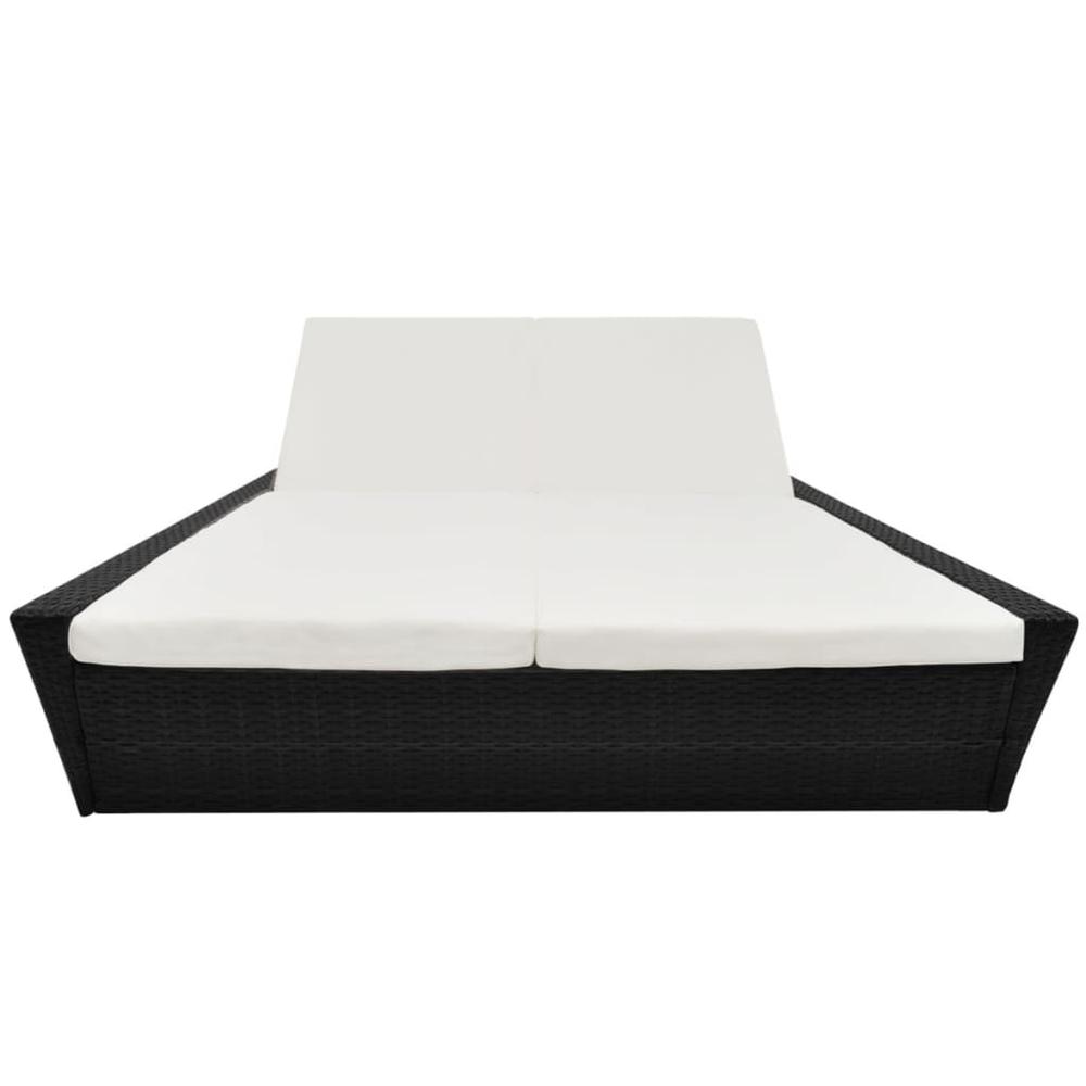 vidaXL Outdoor Lounge Bed with Cushion Poly Rattan Black, 42903. Picture 2
