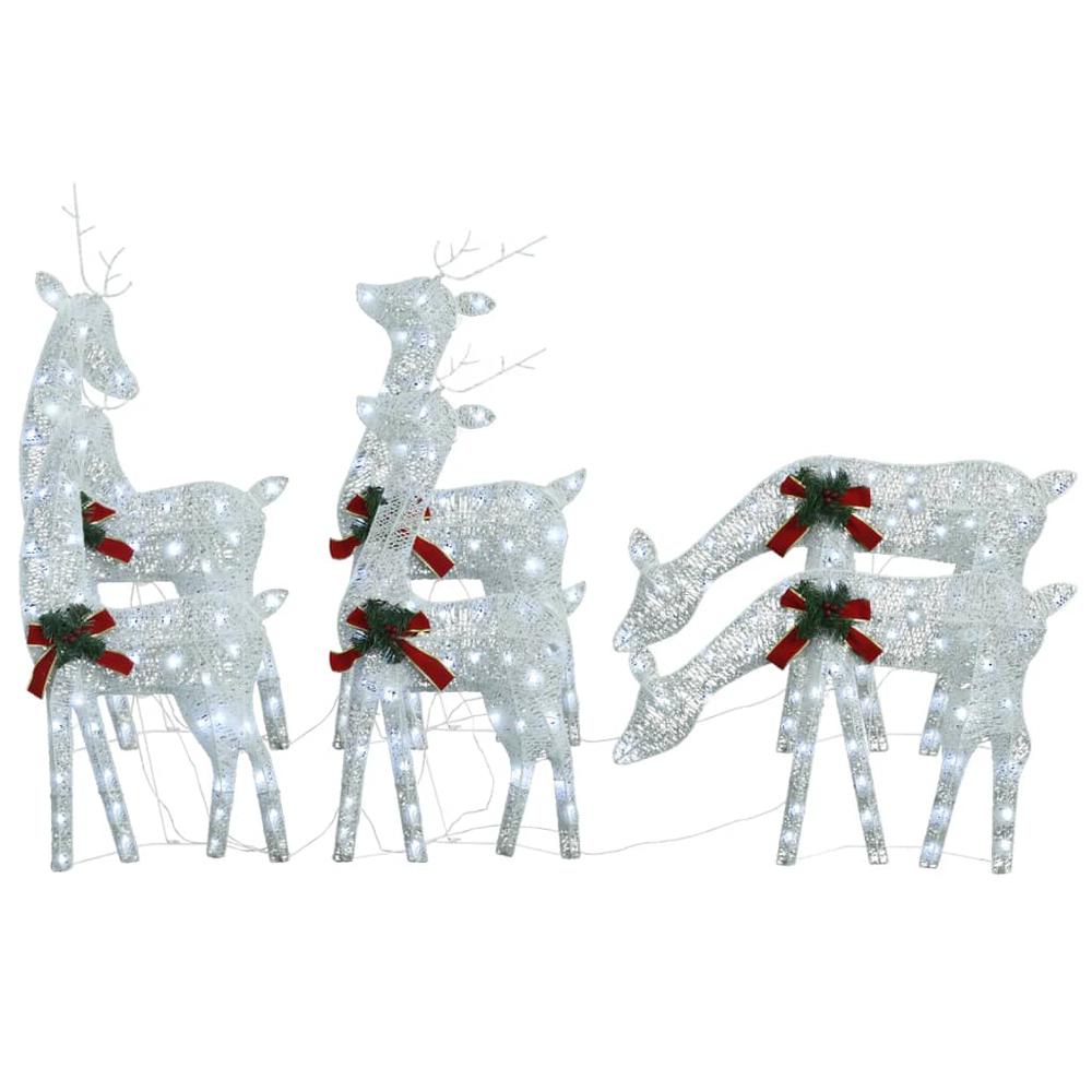 vidaXL Christmas Reindeers 6 pcs White Cold White Mesh. Picture 2