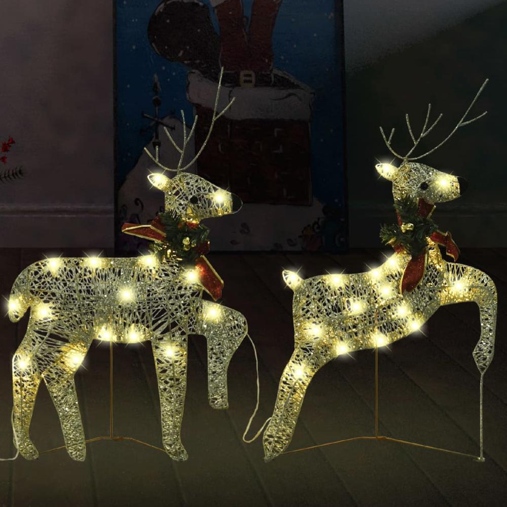 vidaXL Christmas Reindeers 2 pcs Gold 40 LEDs. Picture 1