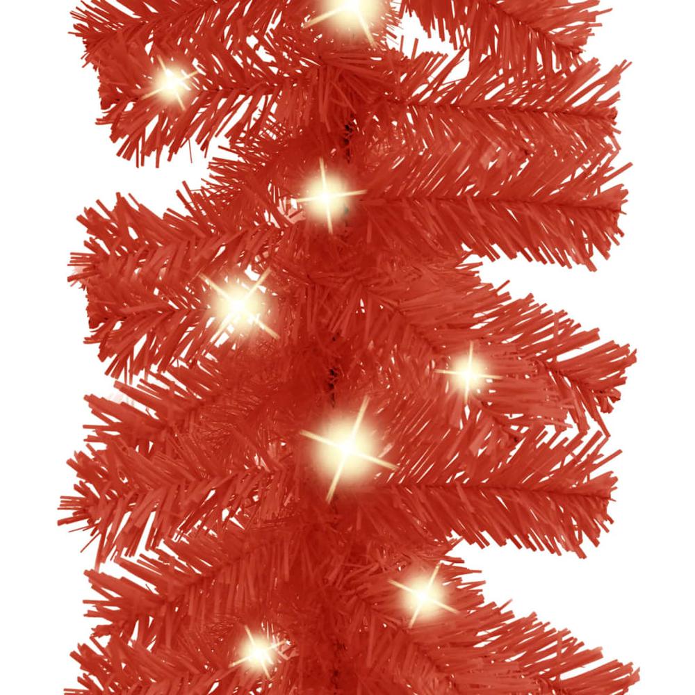 vidaXL Christmas Garland with LED Lights 787.4" Red. Picture 3