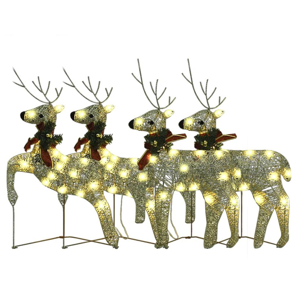 vidaXL Christmas Reindeers 4 pcs Gold 80 LEDs. Picture 4