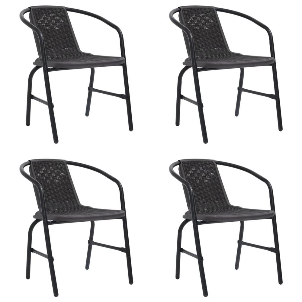 vidaXL Patio Chairs 4 pcs Plastic Rattan and Steel 242.5 lb. Picture 1