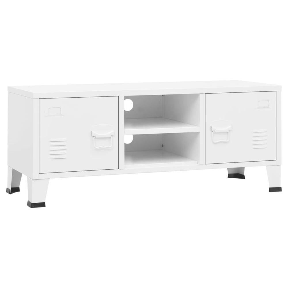 vidaXL Industrial TV Cabinet White 41.3"x13.8"x16.5" Metal. Picture 2
