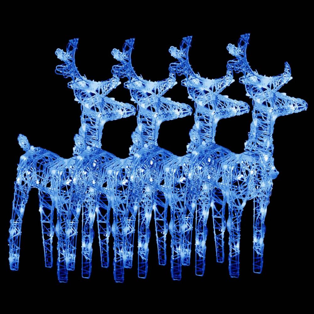 vidaXL Christmas Reindeers 4 pcs Blue 160 LEDs Acrylic. Picture 2