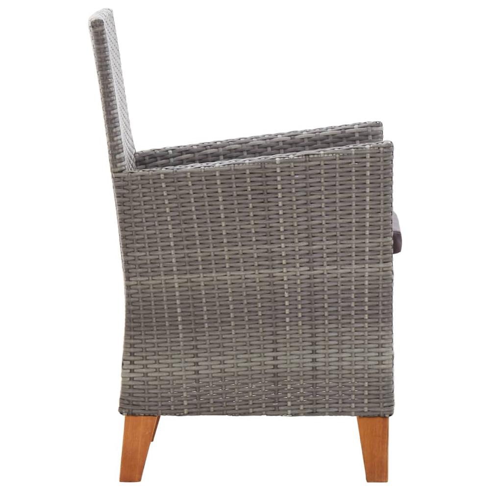 vidaXL Garden Chairs 2 pcs with Cushions Poly Rattan Gray, 46003. Picture 4
