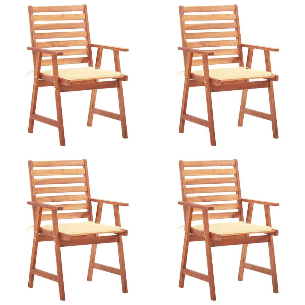 vidaXL Patio Dining Chairs 4 pcs with Cushions Solid Acacia Wood, 3078322. Picture 1