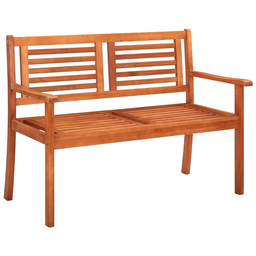 vidaXL 2-Seater Patio Bench with Cushion 47.2" Solid Eucalyptus Wood, 3060969. Picture 2