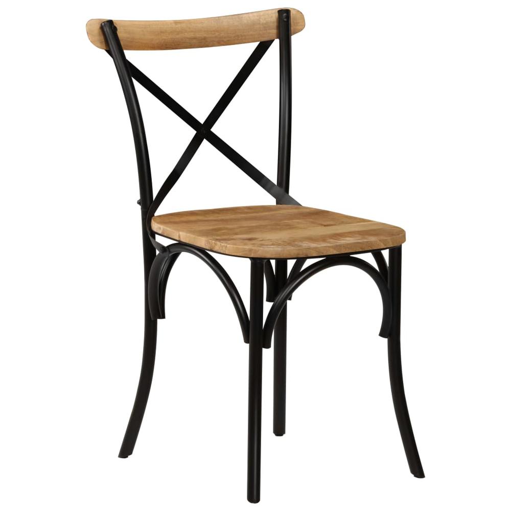vidaXL Cross Chairs 6 pcs Black Solid Mango Wood. Picture 2