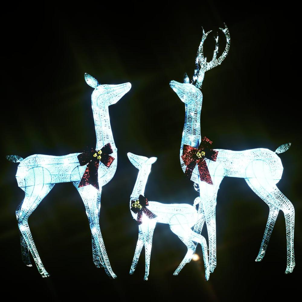 vidaXL Reindeer Family Christmas Decoration White and Silver 201 LEDs. Picture 4