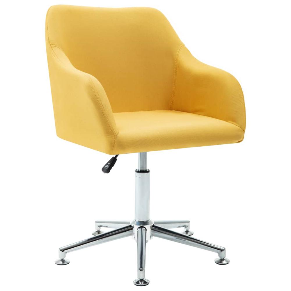 vidaXL Swivel Dining Chair Yellow Fabric. Picture 1