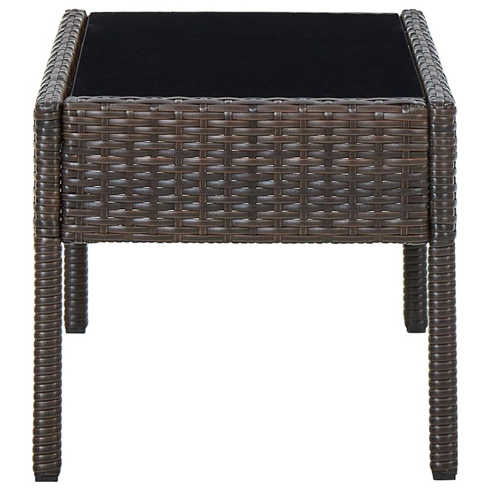 vidaXL Patio Table Brown 29.5"x15.7"x14.6" Poly Rattan. Picture 3