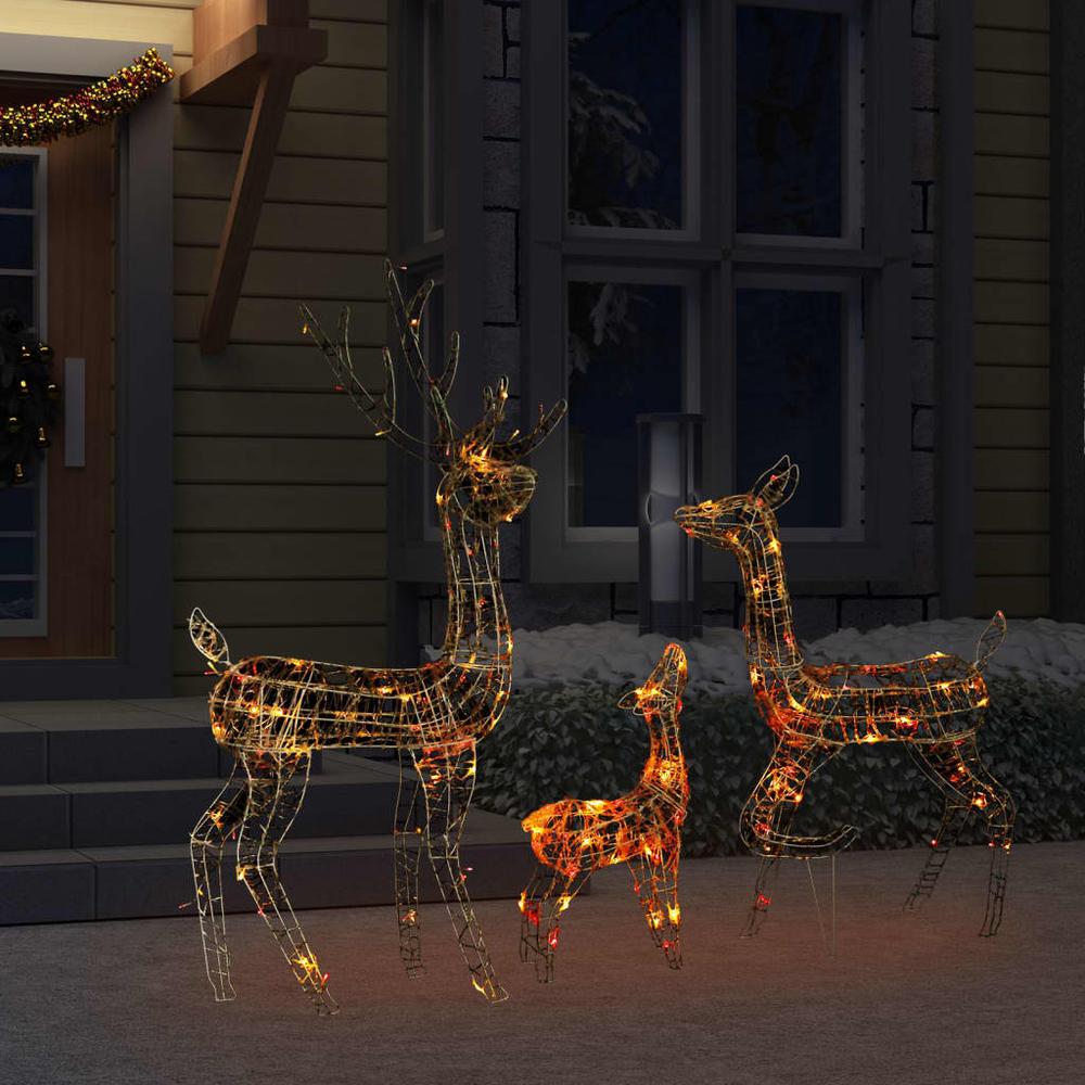 vidaXL Acrylic Reindeer Family Christmas Decoration 300 LED Colorful. Picture 3