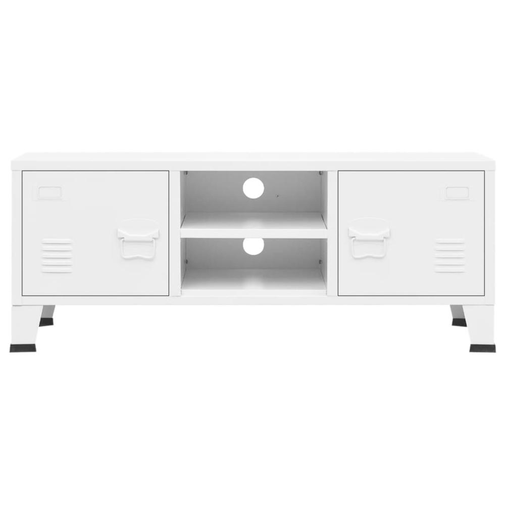 vidaXL Industrial TV Cabinet White 41.3"x13.8"x16.5" Metal. Picture 3